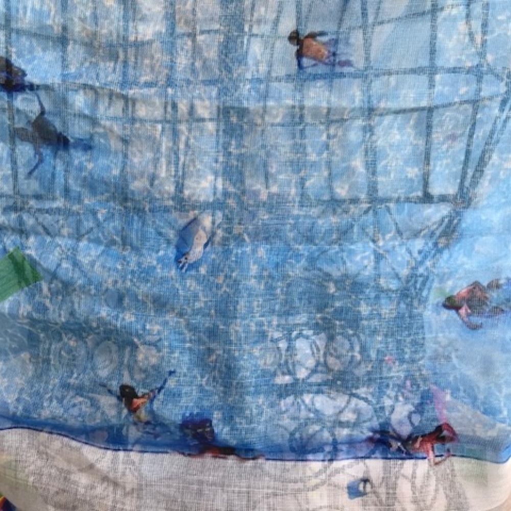 Apt. 9 Blue Scarf NWT Beach Scene 21" W 70" L - Picture 6 of 8